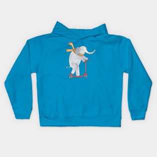 Elephant on a scooter Kids Hoodie